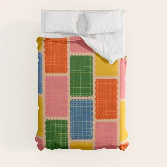 Colorful Retro Contemporary Woven Patchwork Pattern Duvet Cover