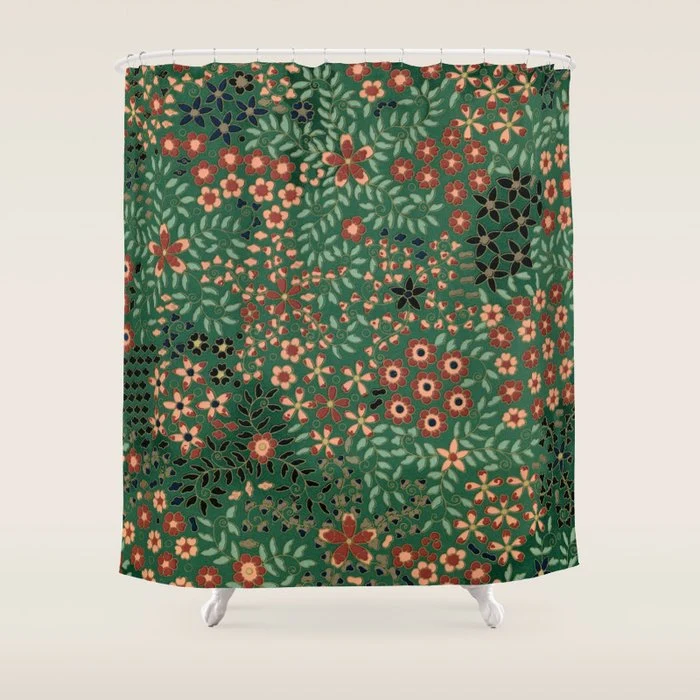 Japanese floral print pattern Shower Curtain