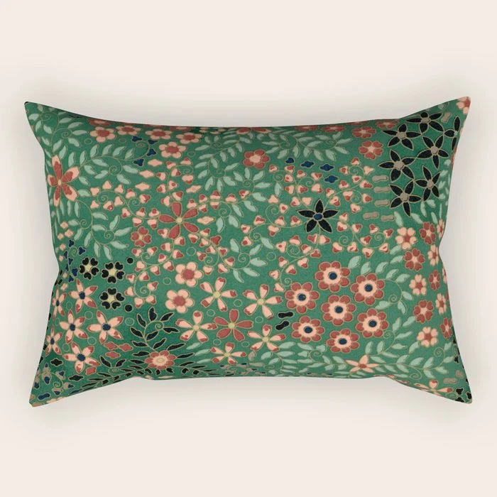 Japanese floral print pattern Rectangular Pillow
