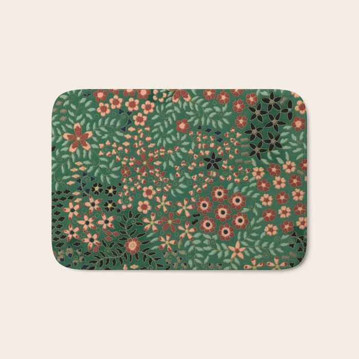 Japanese floral print pattern Bath Mat