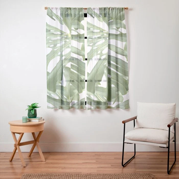 Vibrant tropical foliage on white Window Curtain