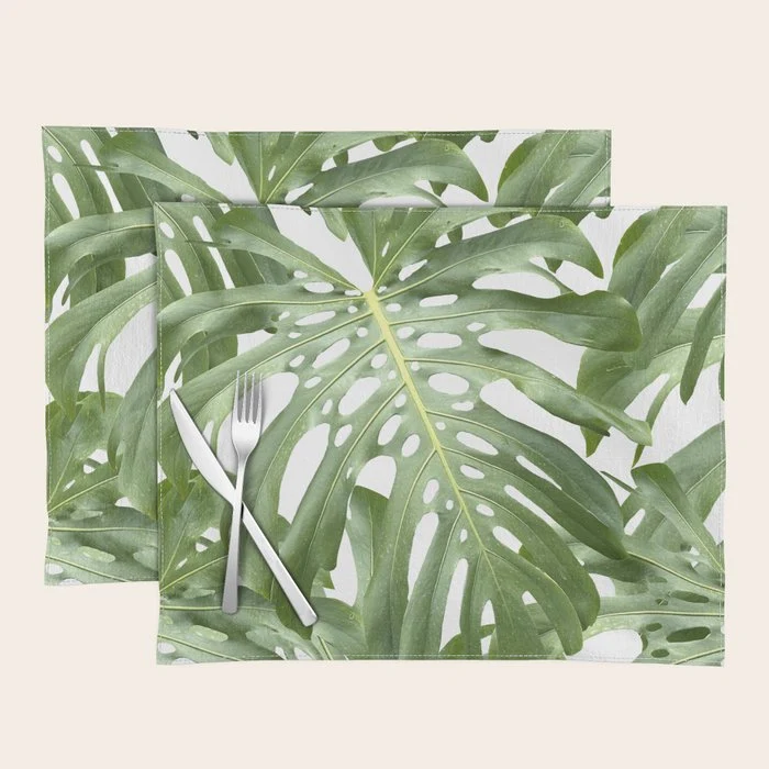 Vibrant tropical foliage on white Placemat