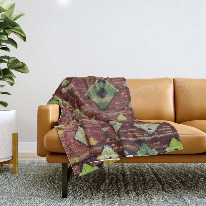 Moroccan Sunset Bohemian Geometric Pattern Throw Blanket