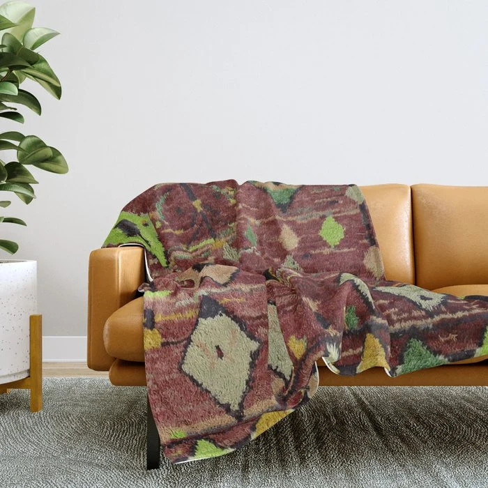 Moroccan Sunset Bohemian Geometric Pattern Throw Blanket
