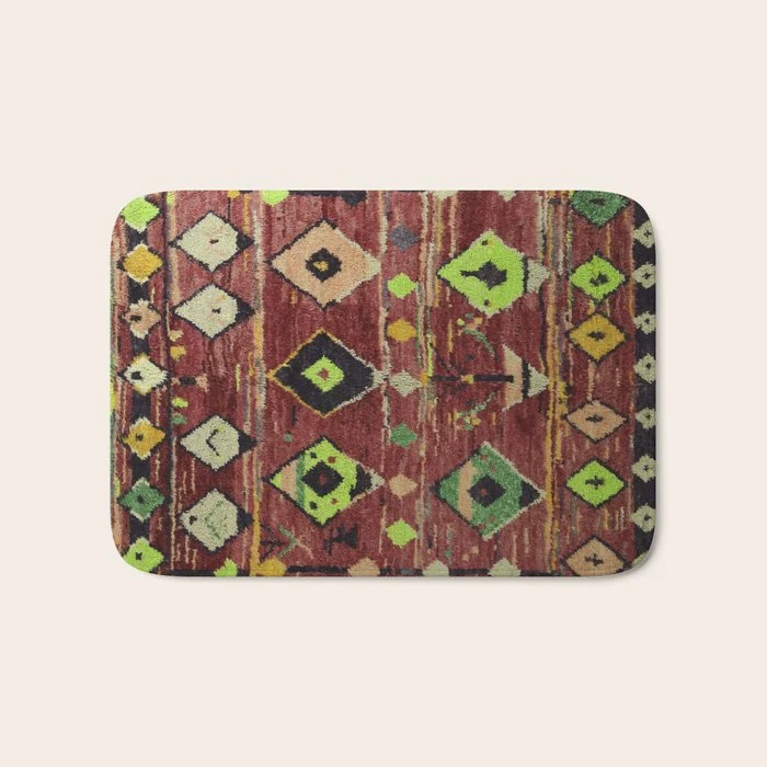 Moroccan Sunset Bohemian Geometric Pattern Bath Mat
