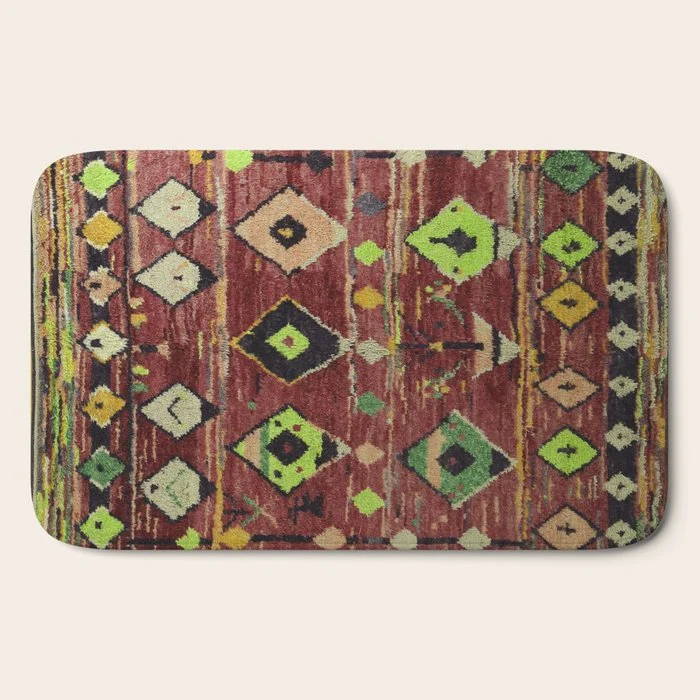 Moroccan Sunset Bohemian Geometric Pattern Bath Mat