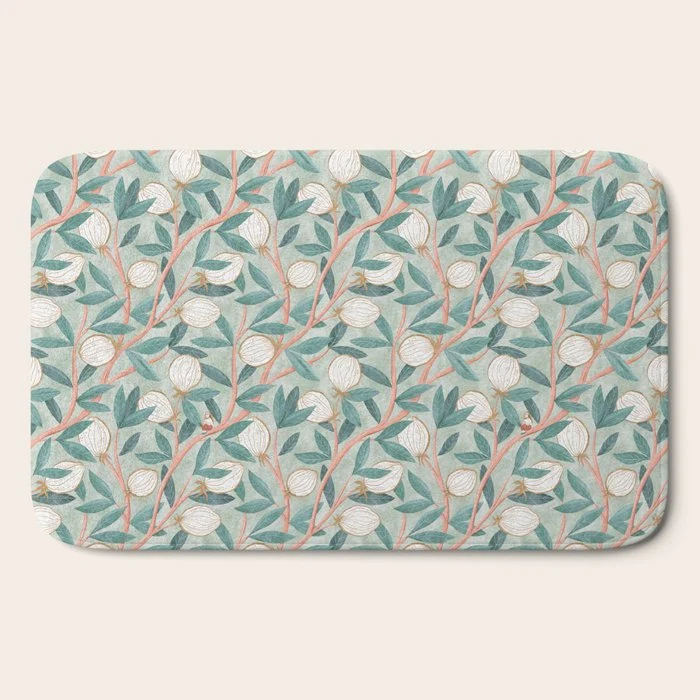 Whimsical Fruit with little girl Bath Mat