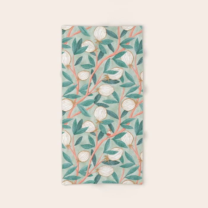 Whimsical Fruit with little girl Bath Towel