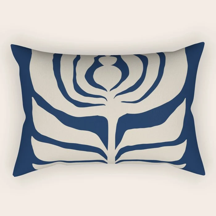 Night Bloom - Blue Rectangular Pillow