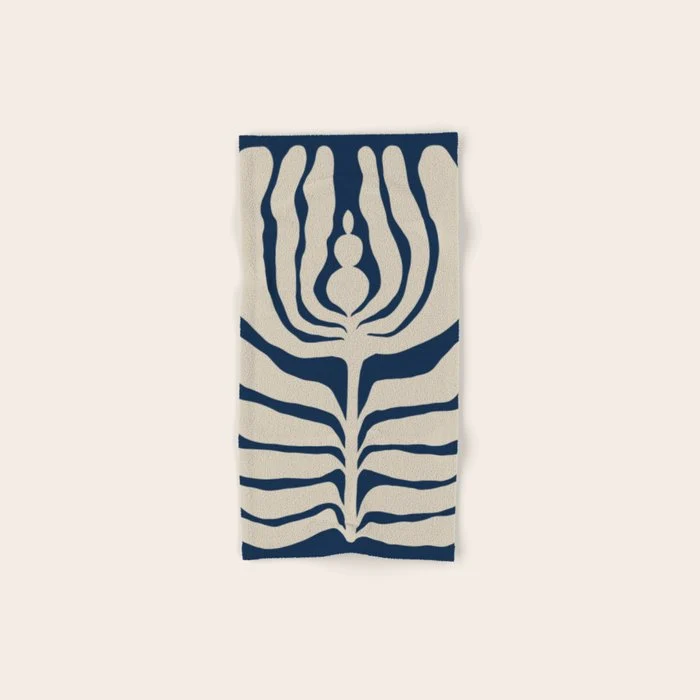 Night Bloom - Blue Bath Towel