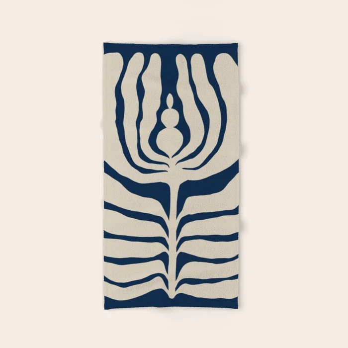 Night Bloom - Blue Bath Towel
