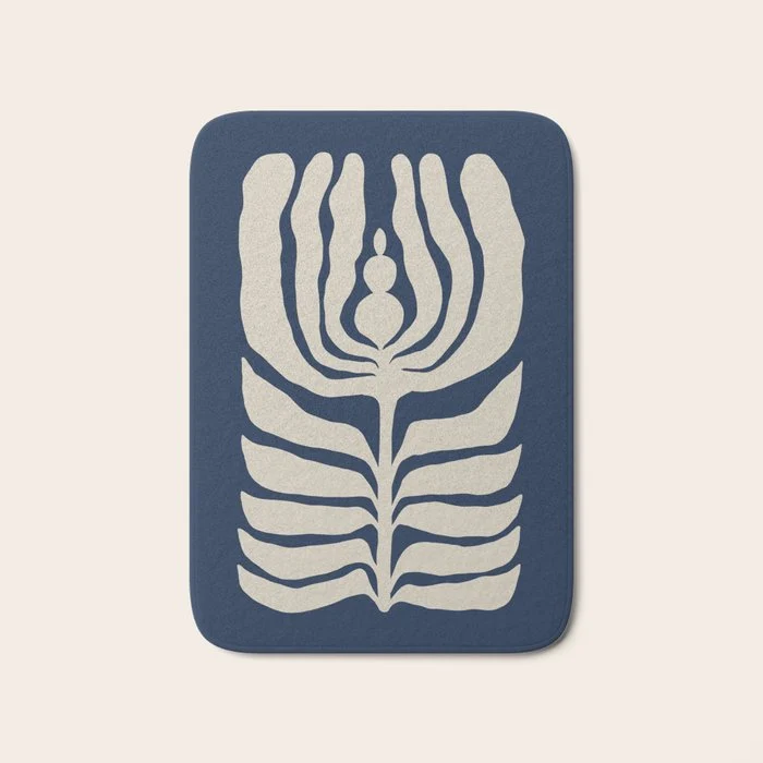 Night Bloom - Blue Bath Mat