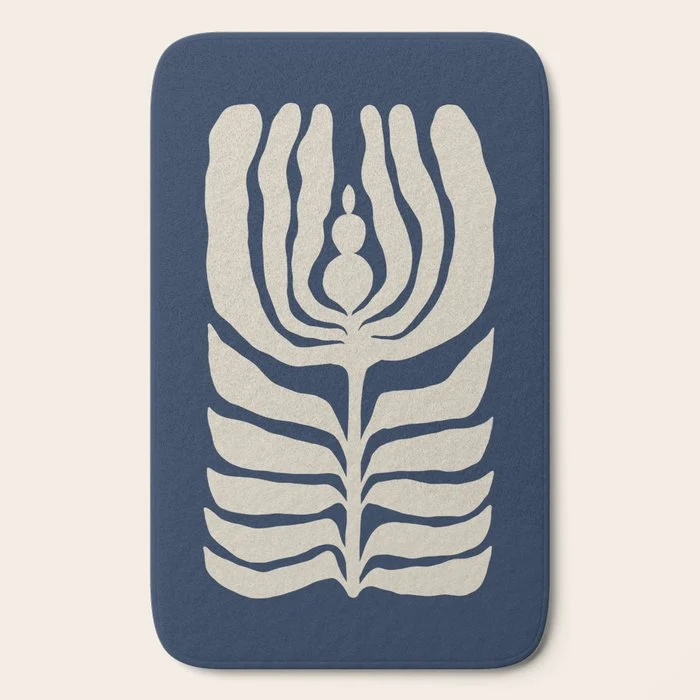 Night Bloom - Blue Bath Mat