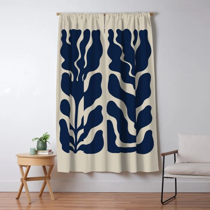 Day Bloom - Blue Window Curtain