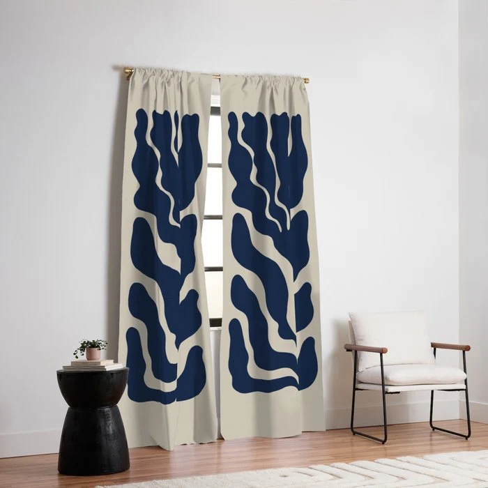 Day Bloom - Blue Window Curtain