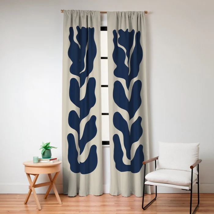 Day Bloom - Blue Window Curtain