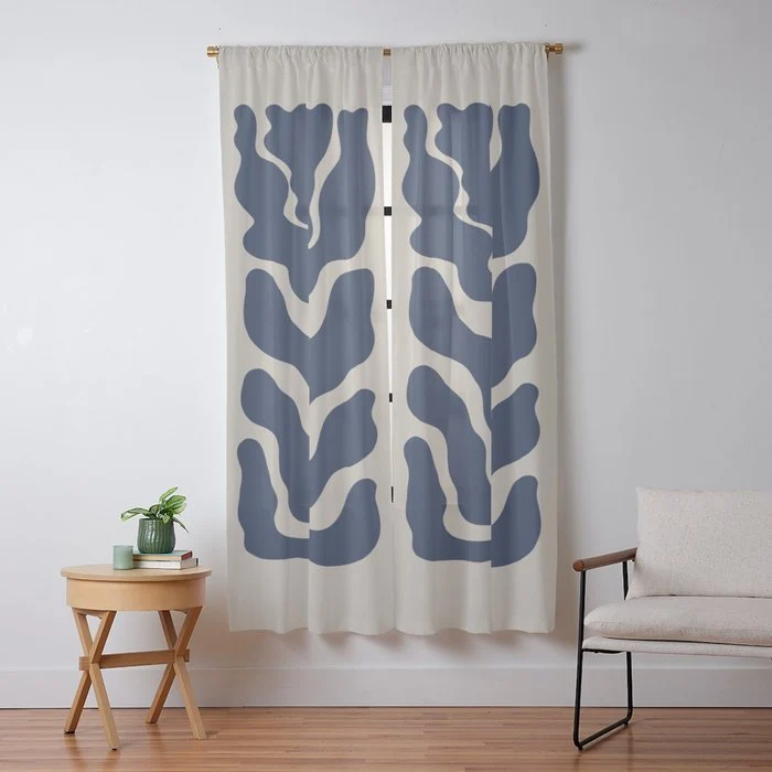 Day Bloom - Blue Window Curtain