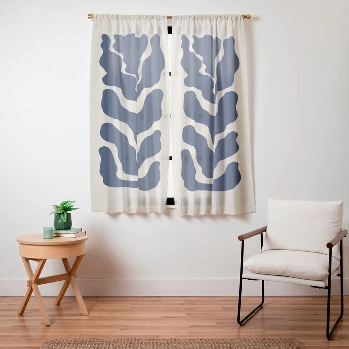 Day Bloom - Blue Window Curtain