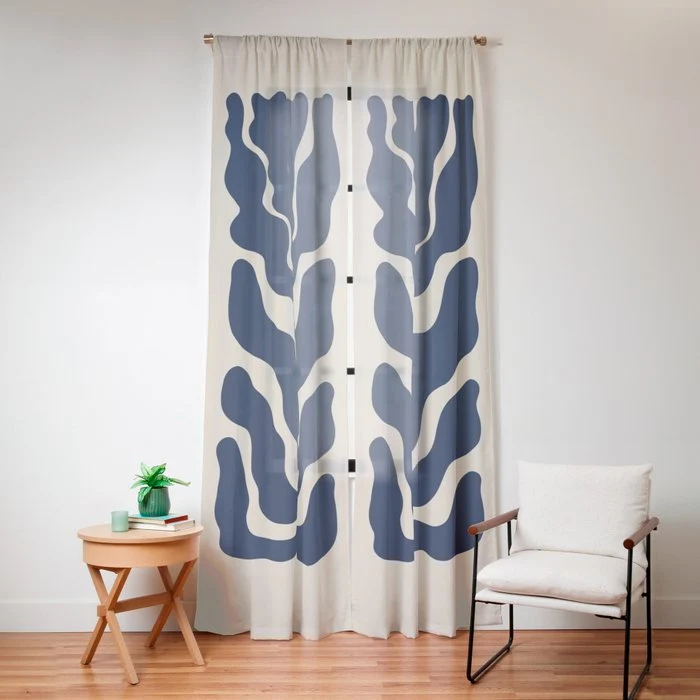 Day Bloom - Blue Window Curtain