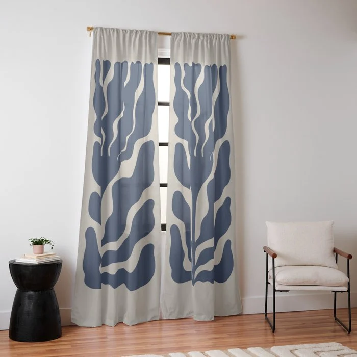 Day Bloom - Blue Window Curtain
