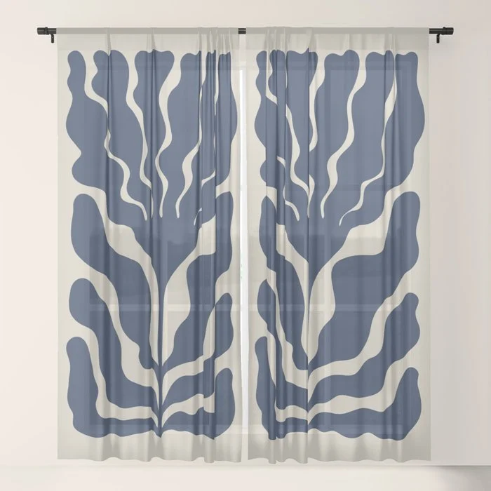 Day Bloom - Blue Window Curtain