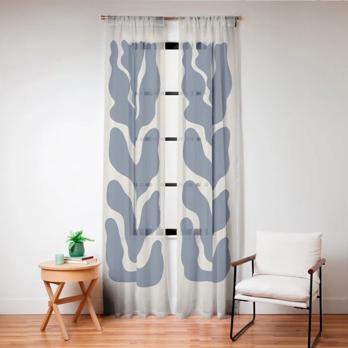 Day Bloom - Blue Window Curtain