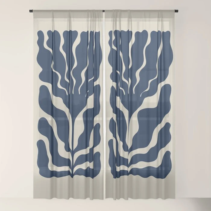 Day Bloom - Blue Window Curtain