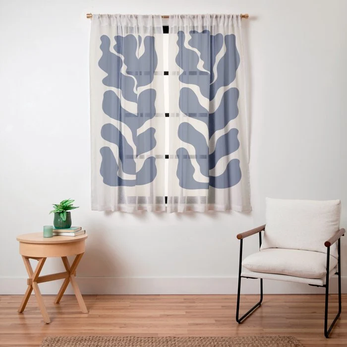 Day Bloom - Blue Window Curtain