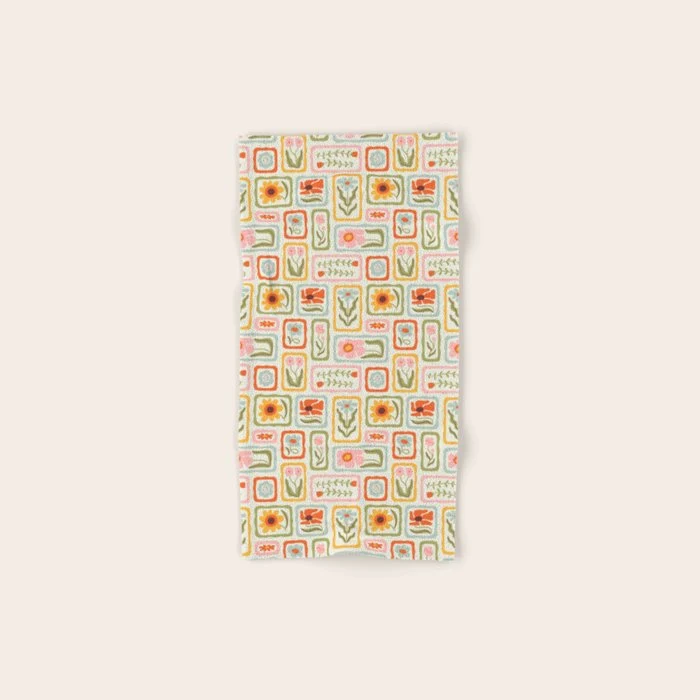 Colorful vintage flower art frame pattern Bath Towel