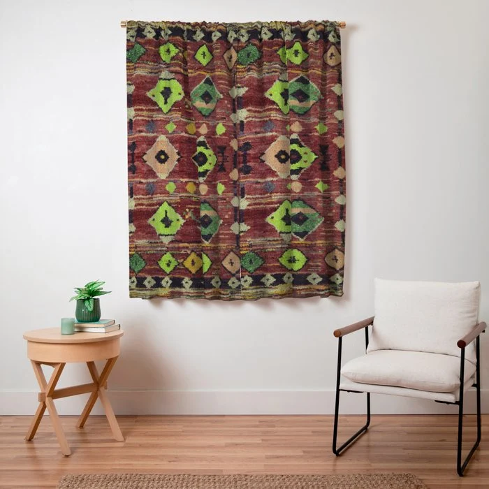 Moroccan Sunset Bohemian Geometric Pattern Window Curtain