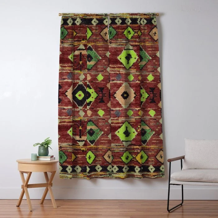 Moroccan Sunset Bohemian Geometric Pattern Window Curtain