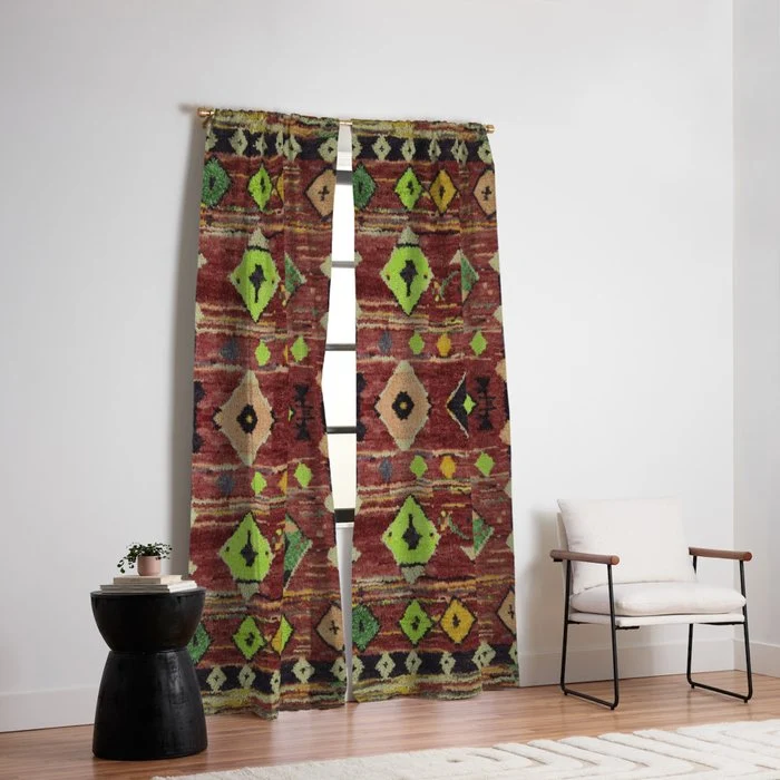 Moroccan Sunset Bohemian Geometric Pattern Window Curtain