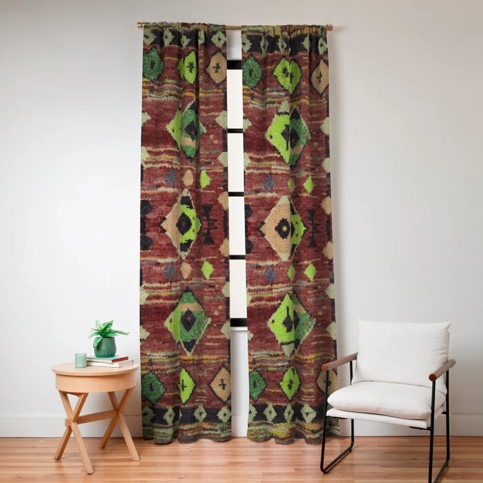 Moroccan Sunset Bohemian Geometric Pattern Window Curtain