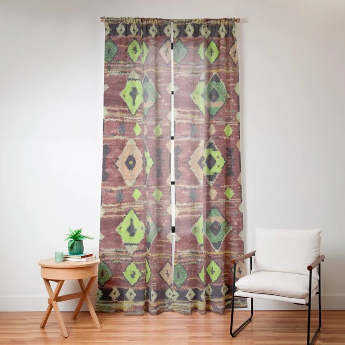 Moroccan Sunset Bohemian Geometric Pattern Window Curtain