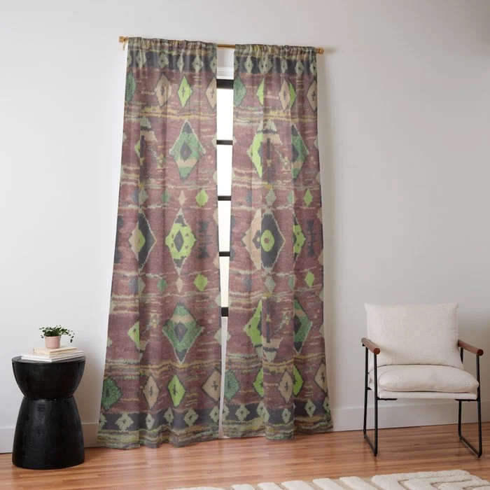 Moroccan Sunset Bohemian Geometric Pattern Window Curtain