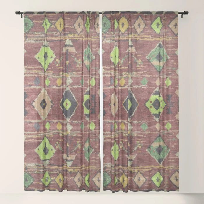 Moroccan Sunset Bohemian Geometric Pattern Window Curtain