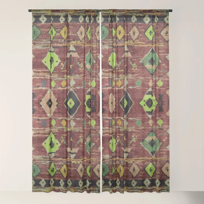 Moroccan Sunset Bohemian Geometric Pattern Window Curtain