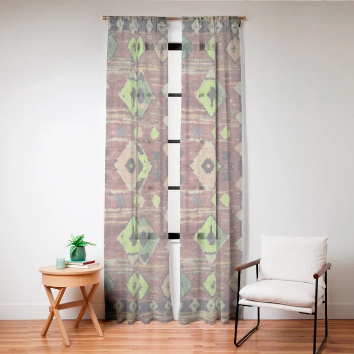 Moroccan Sunset Bohemian Geometric Pattern Window Curtain