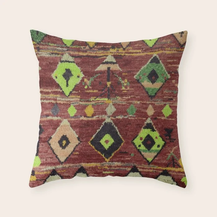 Moroccan Sunset Bohemian Geometric Pattern Throw Pillow