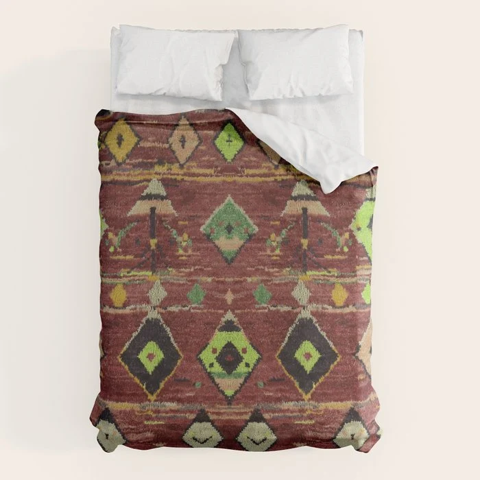 Moroccan Sunset Bohemian Geometric Pattern Duvet Cover
