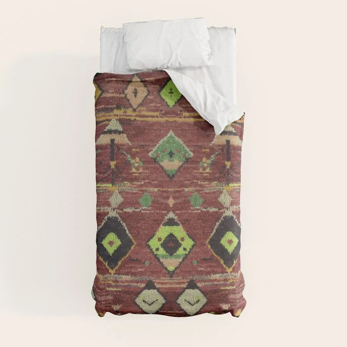 Moroccan Sunset Bohemian Geometric Pattern Duvet Cover