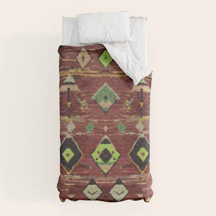 Moroccan Sunset Bohemian Geometric Pattern Duvet Cover