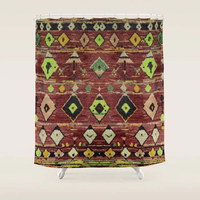 Moroccan Sunset Bohemian Geometric Pattern Shower Curtain