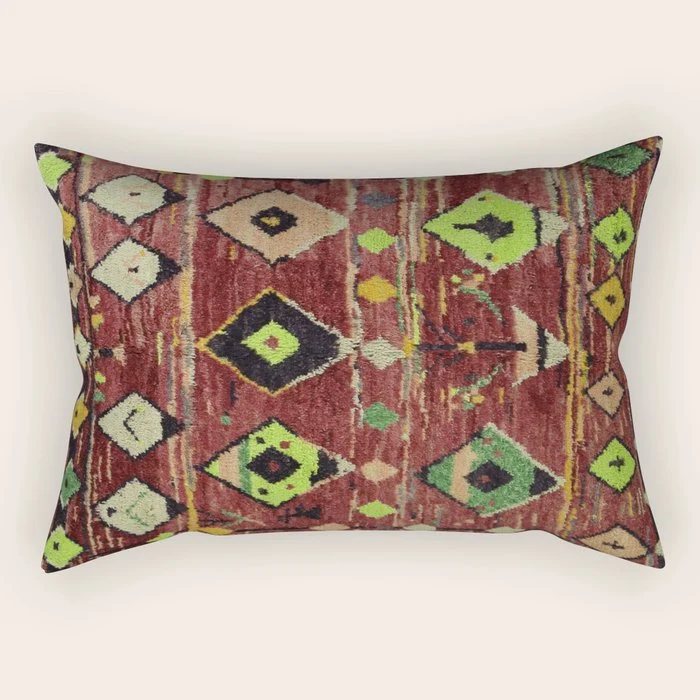 Moroccan Sunset Bohemian Geometric Pattern Rectangular Pillow