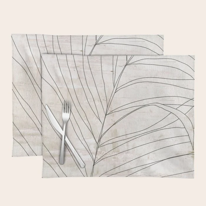 Rough botanical pencil drawing of a palm leaf Placemat