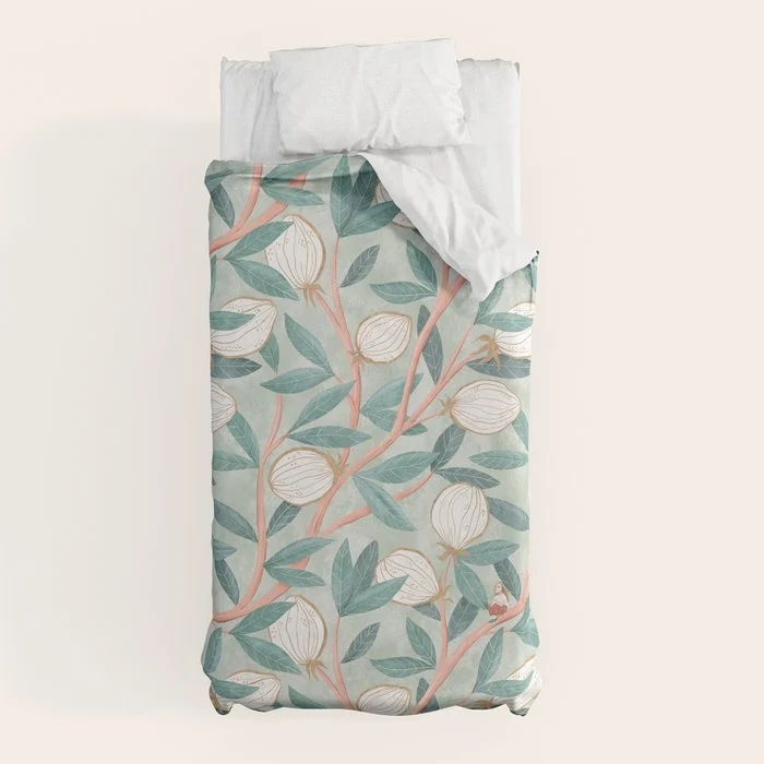 Whimsical Fruit with little girl Duvet Cover