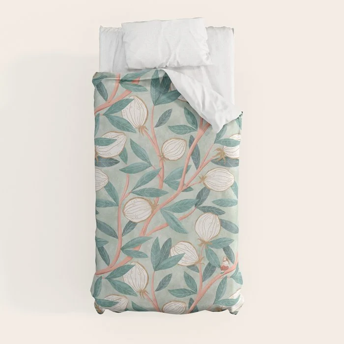 Whimsical Fruit with little girl Duvet Cover