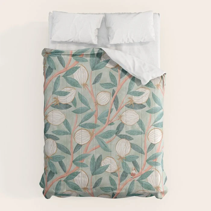 Whimsical Fruit with little girl Comforter