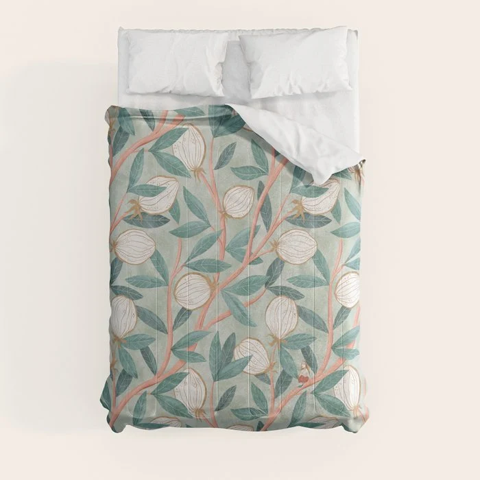 Whimsical Fruit with little girl Comforter