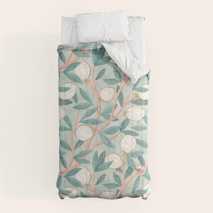 Whimsical Fruit with little girl Comforter
